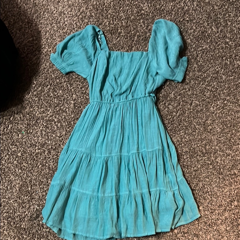 Blue Puff Sleeve Dress